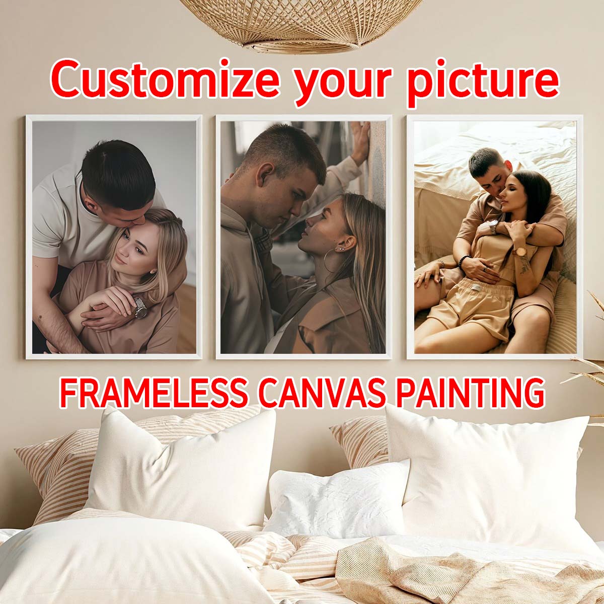 Engraved Wood Frame - Triptych - 2D custom photo wooden