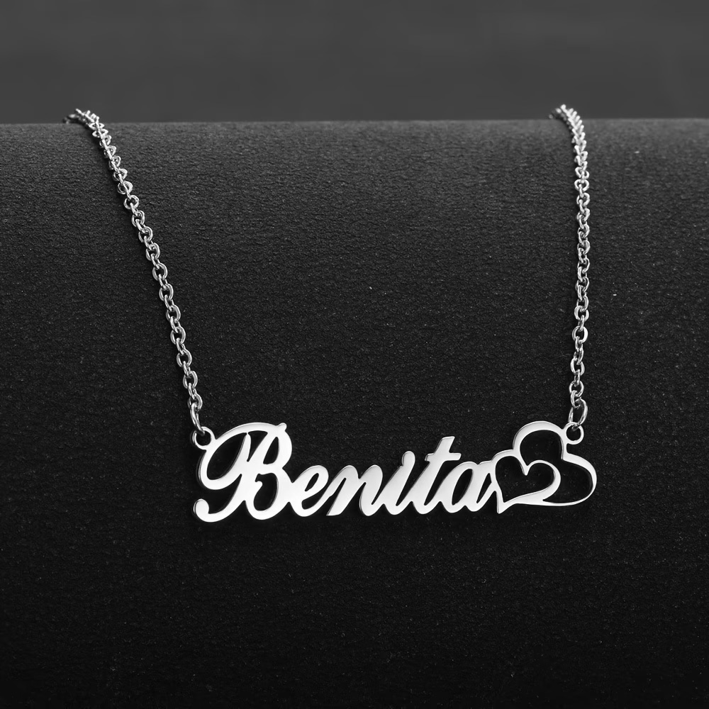 Name Necklace Custom - Personalized Double Heart Custom Name Necklace