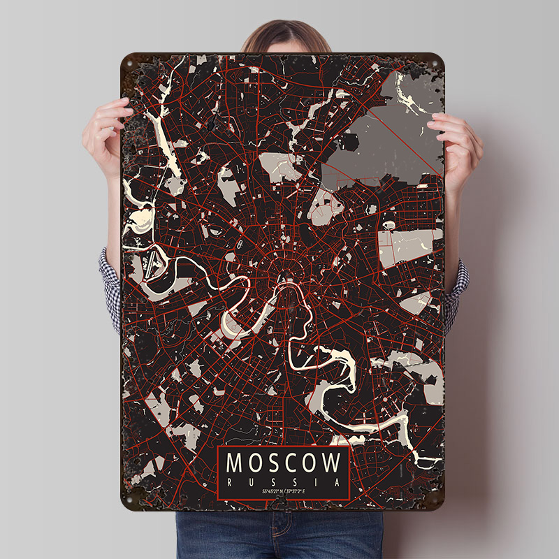 Moscow City Map Vector Metal P - đánh giá và giá Custom Map Poster