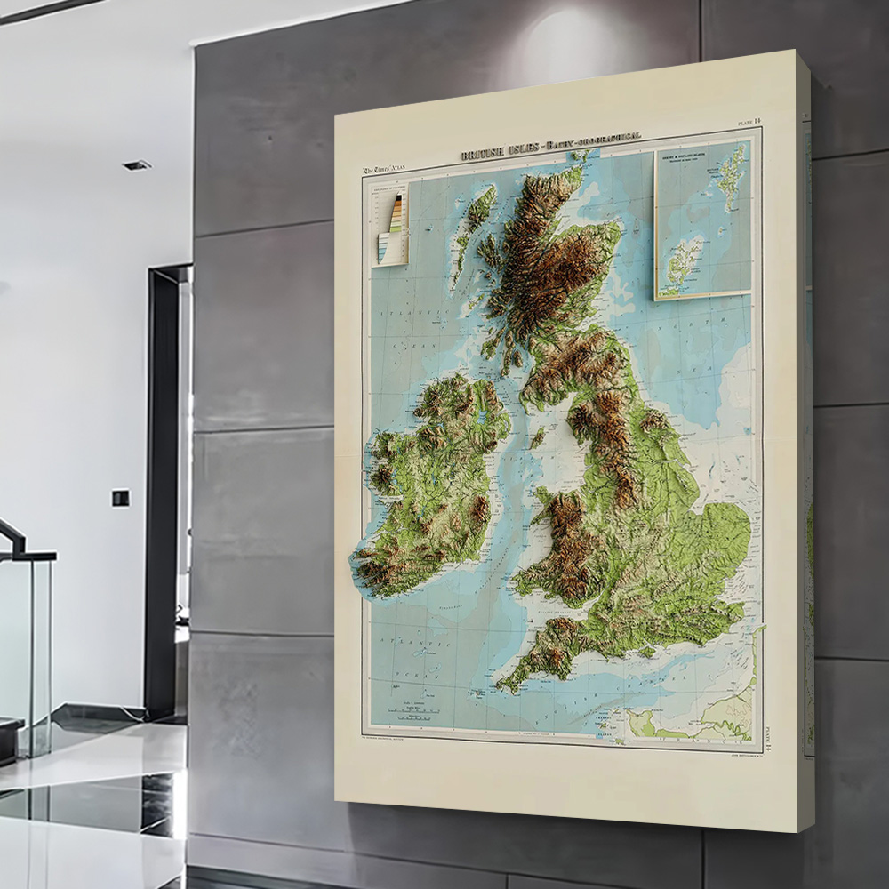 3D Relief Map of 1922 British  - đánh giá và giá Custom Map Poster