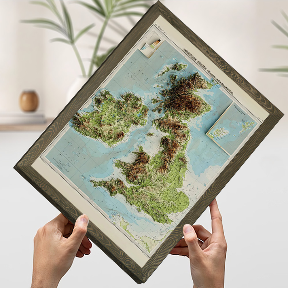 3D Relief Map of 1922 British  - đánh giá và giá Custom Map Poster