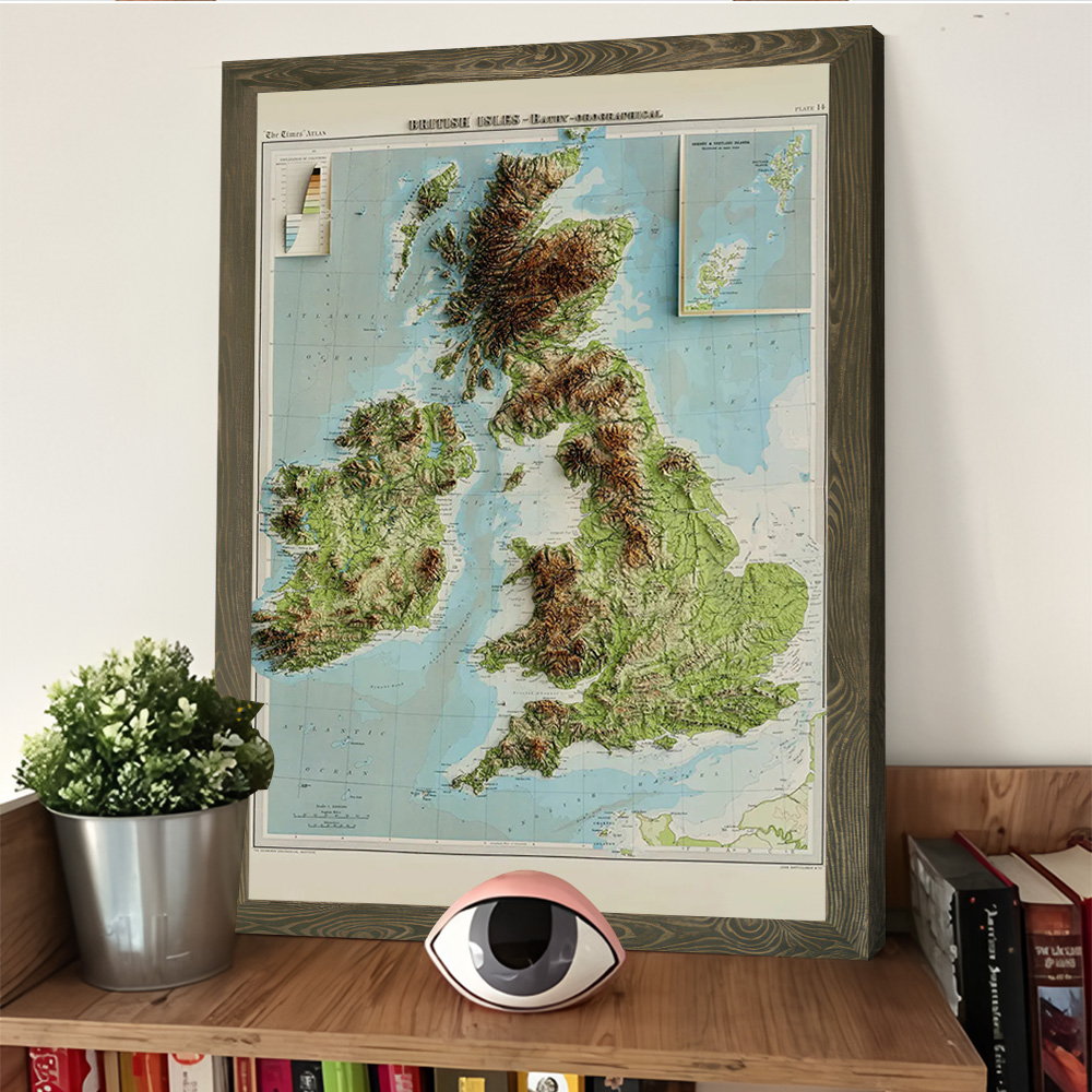 3D Relief Map of 1922 British  - đánh giá và giá Custom Map Poster