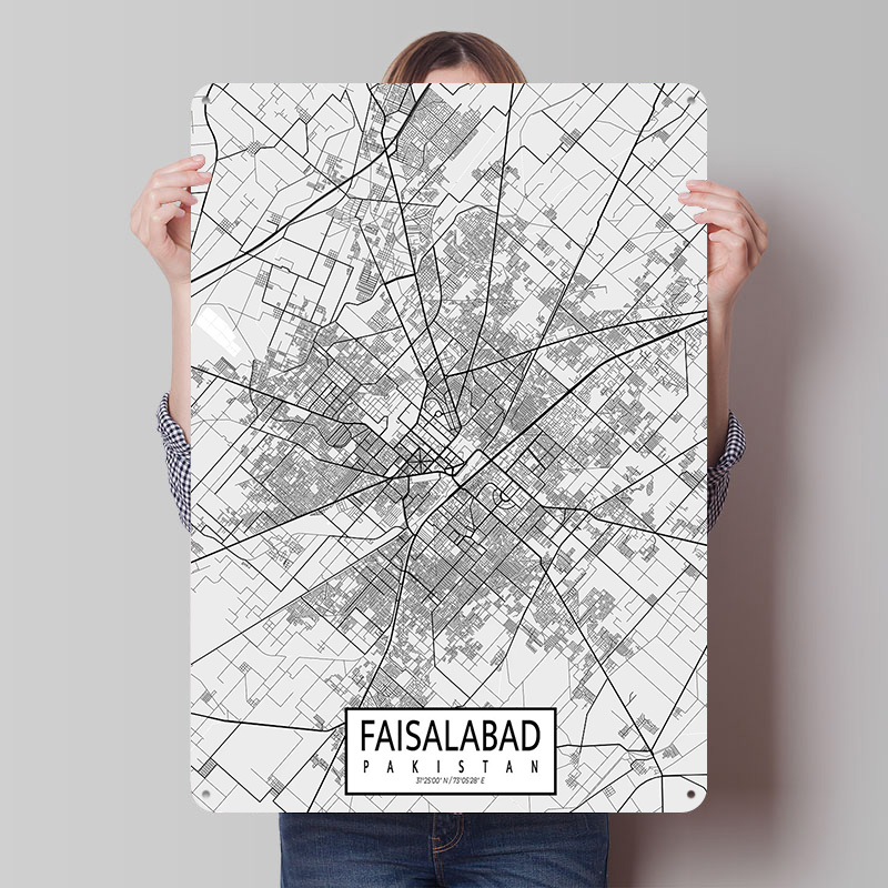 Faisalabad City Map Pakistan L - đánh giá và giá Custom Map Poster
