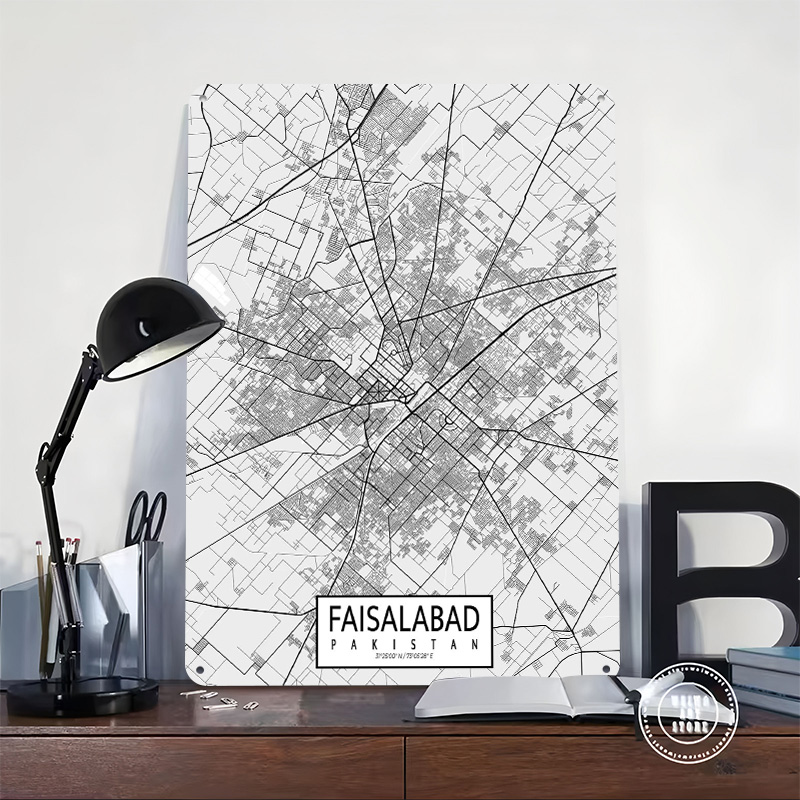 Faisalabad City Map Pakistan L - đánh giá và giá Custom Map Poster