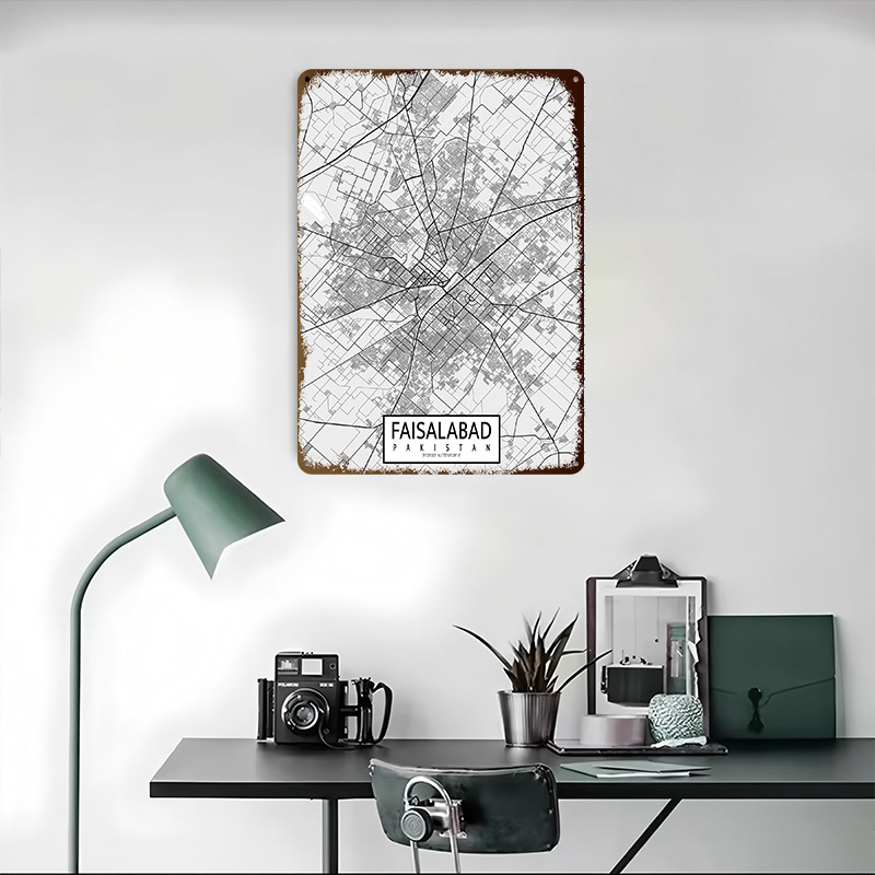 Faisalabad City Map Pakistan L - đánh giá và giá Custom Map Poster