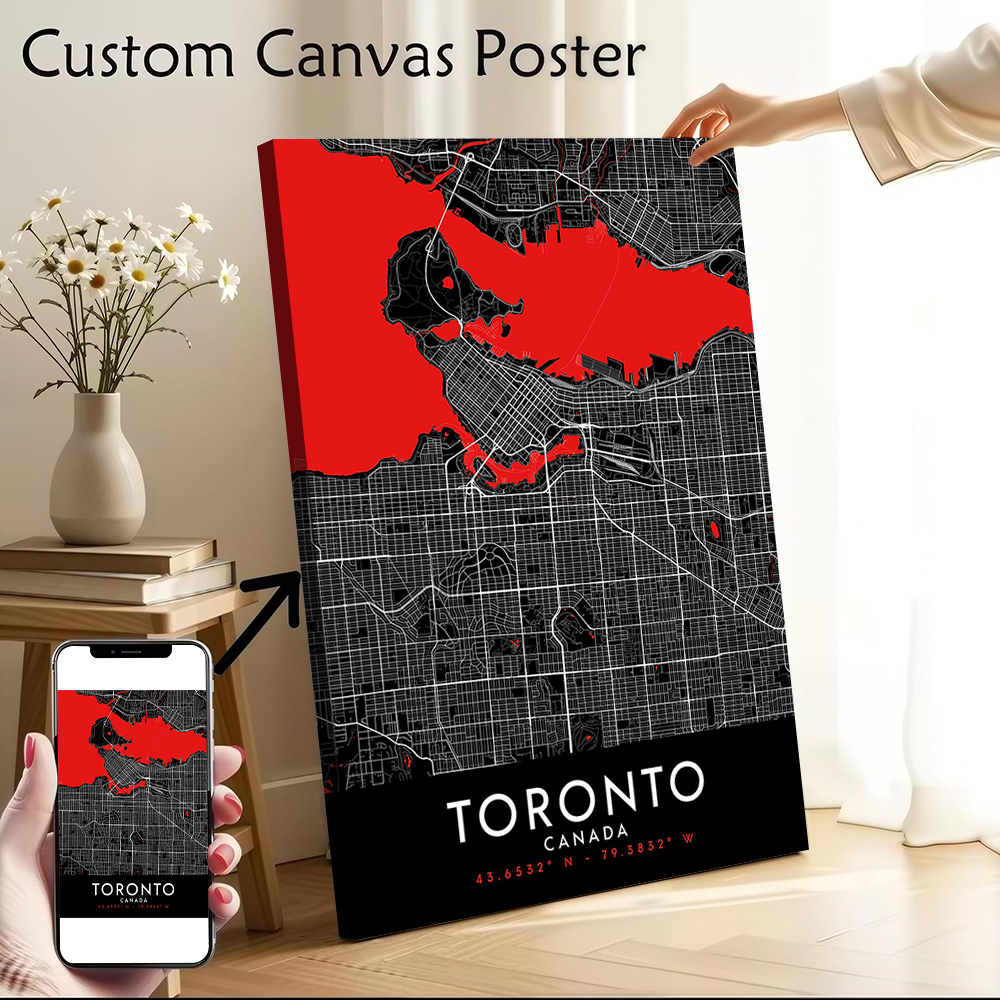 Toronto Dark Map Canvas Wall A - đánh giá và giá Custom Map Poster