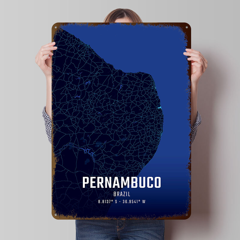 Pernambuco Midnight City Map M - đánh giá và giá Custom Map Poster