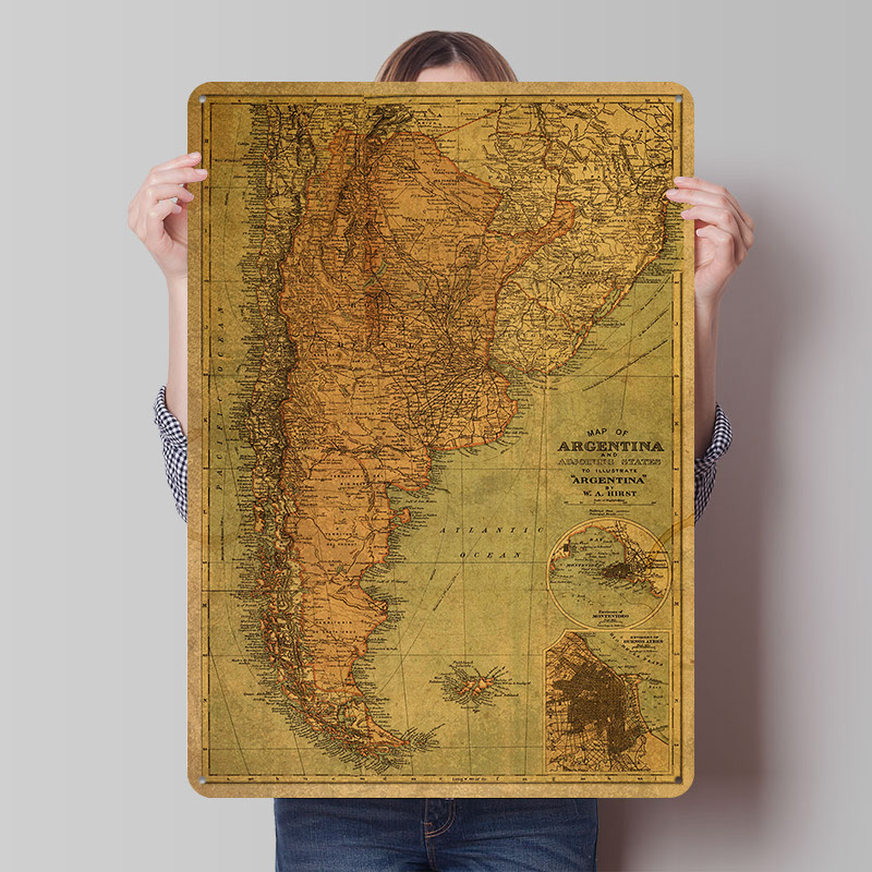 Vintage Map of Argentina Tin P - đánh giá và giá Custom Map Poster