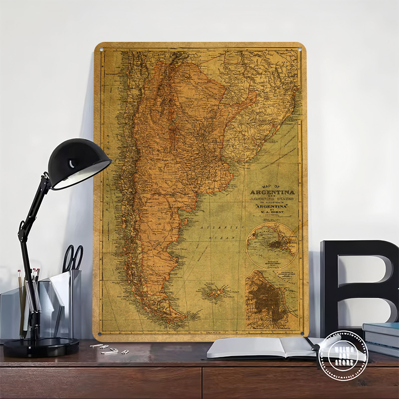 Vintage Map of Argentina Tin P - đánh giá và giá Custom Map Poster