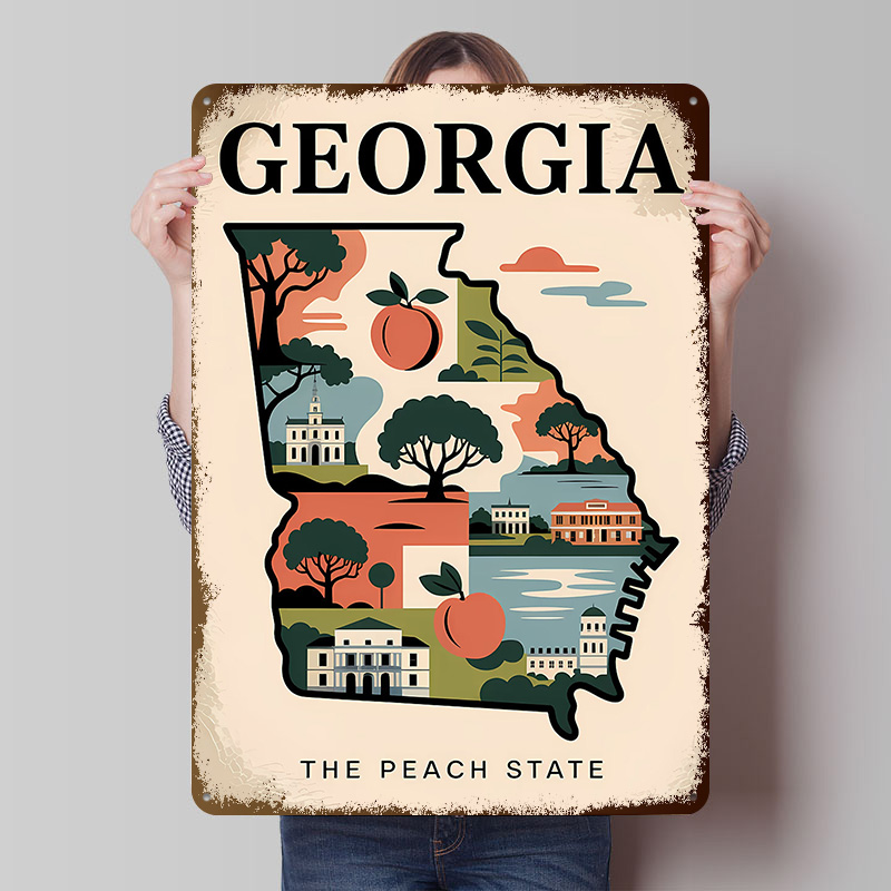 Georgia: The Peach State Illus - đánh giá và giá Custom Map Poster