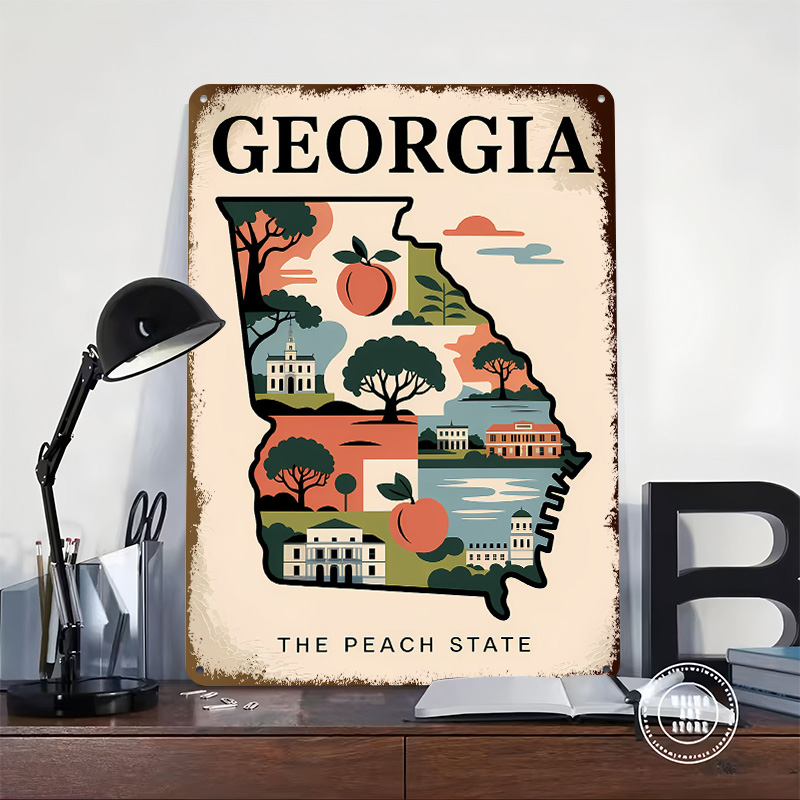 Georgia: The Peach State Illus - đánh giá và giá Custom Map Poster
